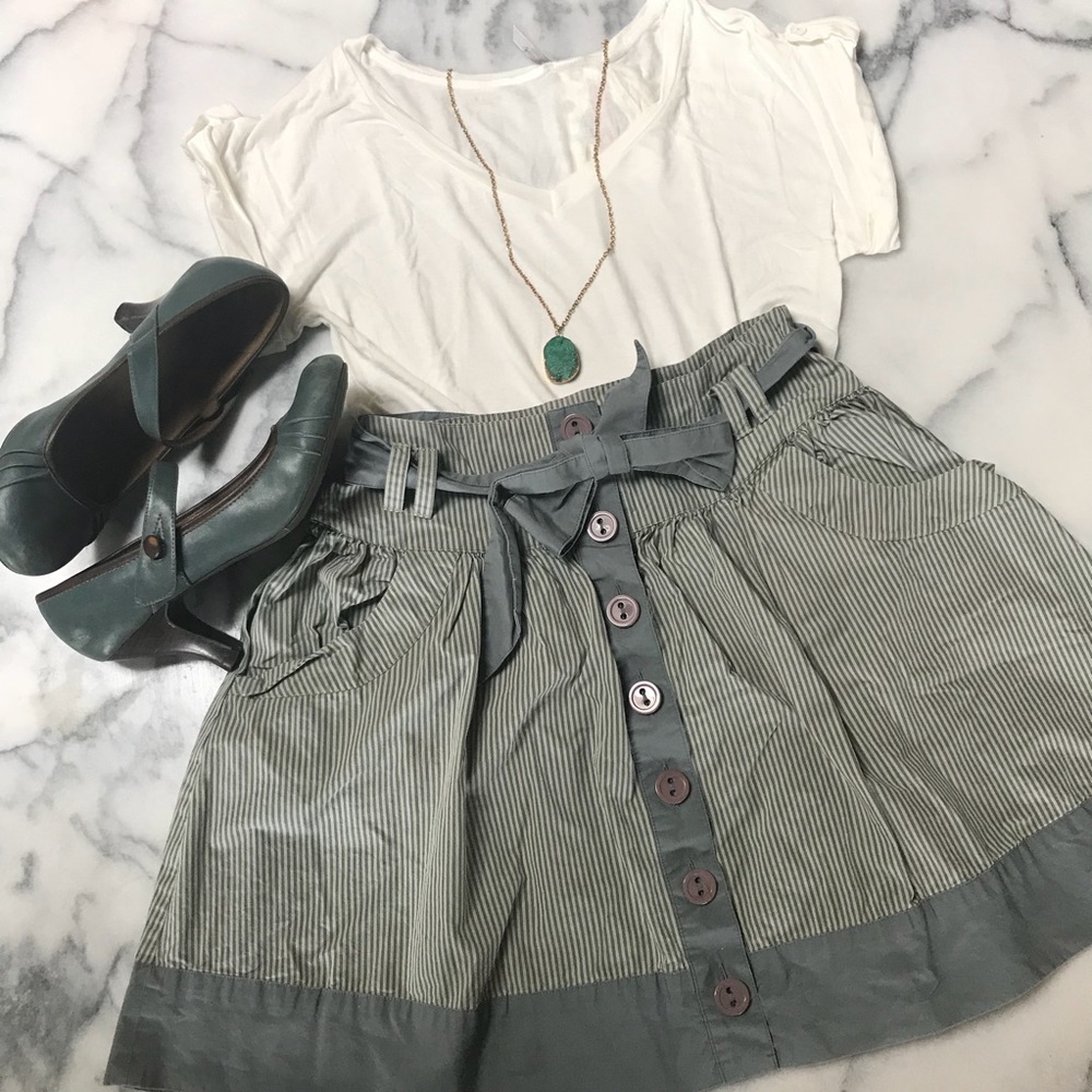 Lux for Anthropologie striped button down skirt